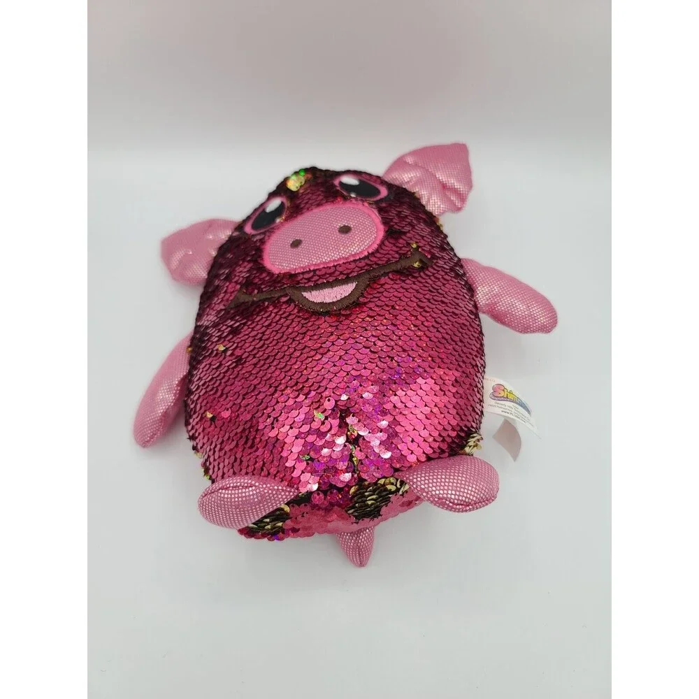 Shimmeez Polly Pig Flip Reversible Pink Gold Sequins Plush Stuffed Animal Toy